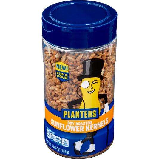 Planters Pop & Pour Dry Roasted Sunflower Kernels 5.85 Oz Jar (Pack Of 12) - Portable Snack For Easy Snacking - Alternative To Sunflower Seeds - Great After School Snack Or Movie Snacks - Kosher