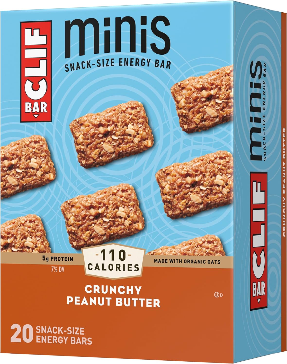 Clif Bar Minis - Crunchy Peanut Butter - Made With Organic Oats - 5G Protein - Non-Gmo - Plant Based - Snack-Size Energy Bars - 0.99 Oz. (20 Pack)