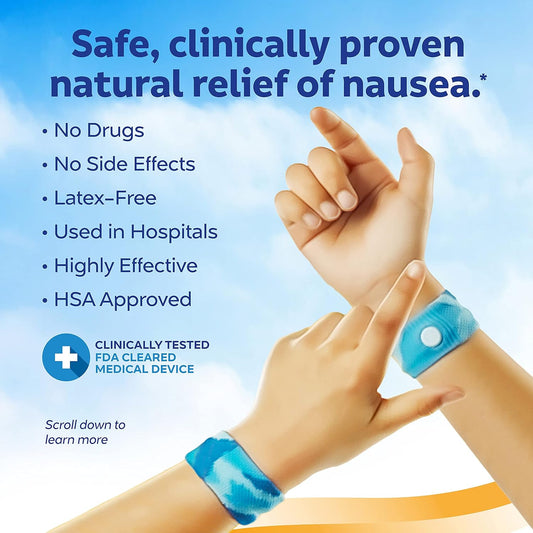 Sea-Band Anti-Nausea Acupressure Wristband for Motion & Morning Sickness, Child, Blue