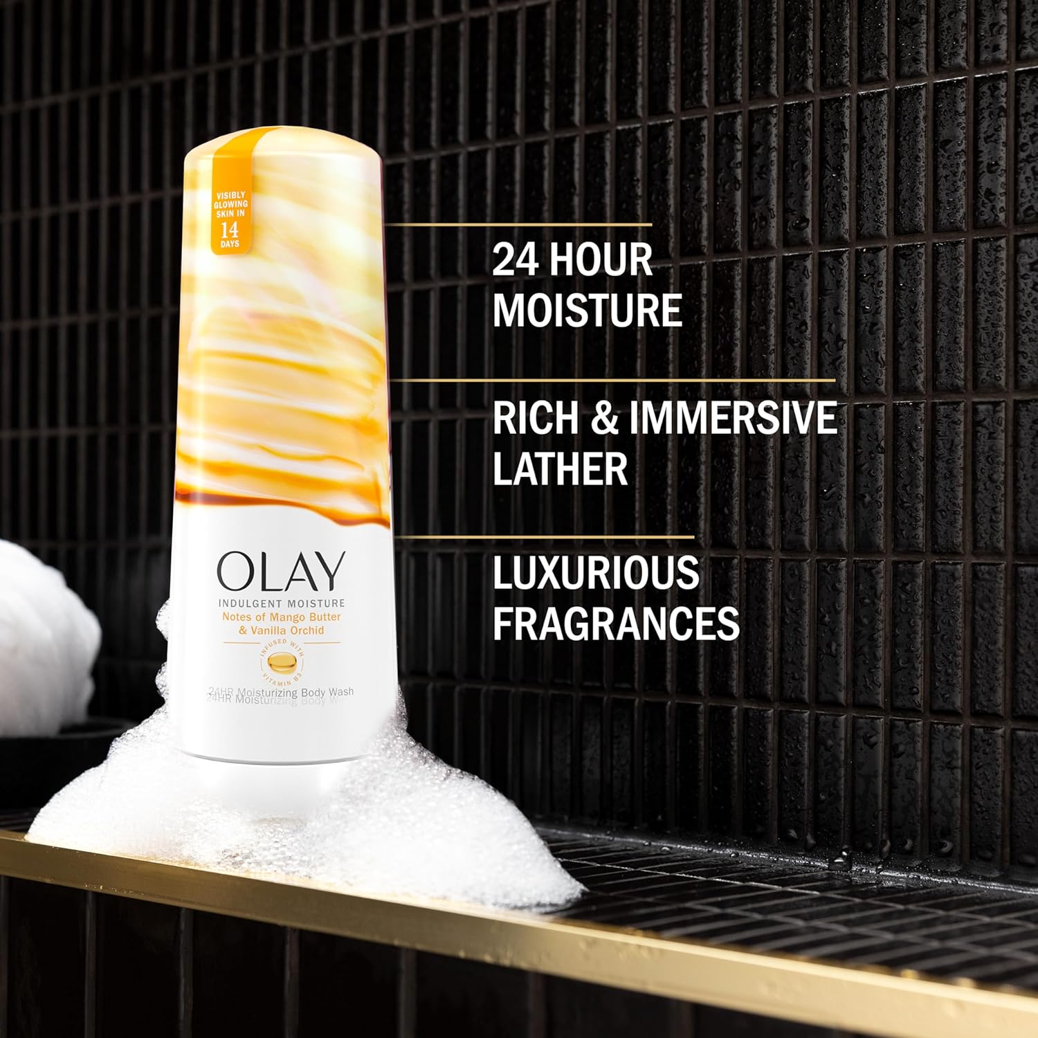 Olay Indulgent Moisture Body Wash for Women, Infused with Vitamin B3, Notes of Mango Butter and Vanilla Orchid Scent, 20 fl oz : Beauty & Personal Care