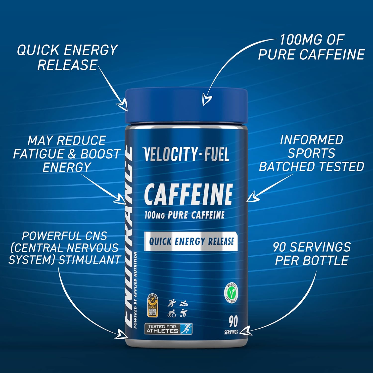 Applied Nutrition | Endurance Caffeine Capsules 100mg - Quick Energy Release, Increase Alertness, Concentration, Boost Endurance Performance, Veggie Capsules, 90 Servings : Amazon.co.uk: Health & Personal Care