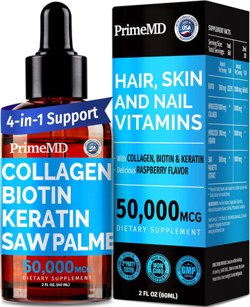 Liquid Collagen Peptides for Women - Complex with Biotin Vitamin, Hydrolyzed Keratin Protein and Saw Palmetto - Comprehensive Formula for Hair, Skin, and Nails Wellness - 2fl oz (Pack of 1)