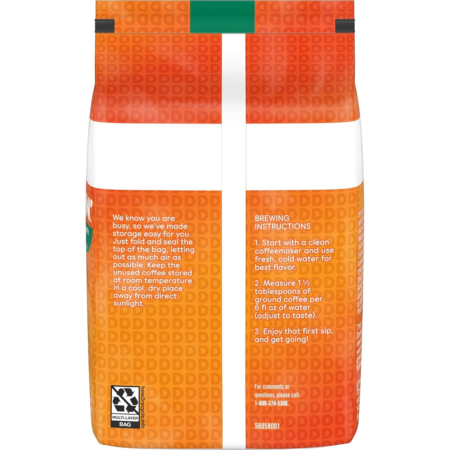 Dunkin' Decaf Medium Roast Decaffeinated Ground Coffee, 18 Ounce (Pack Of 6)