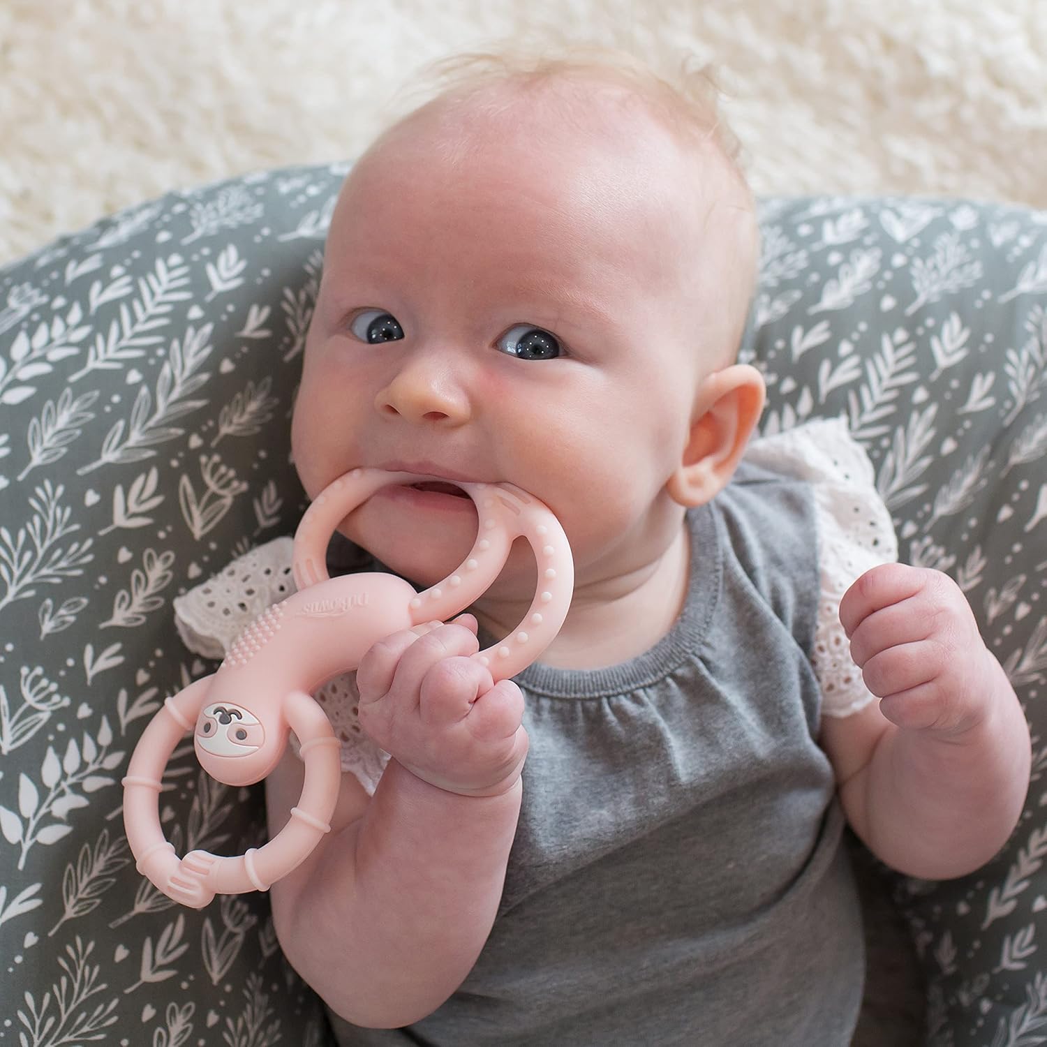 Dr. Brown's Flexees Pink Sloth Soft 100% Silicone Baby Teether, BPA Free, 3m+ : Baby