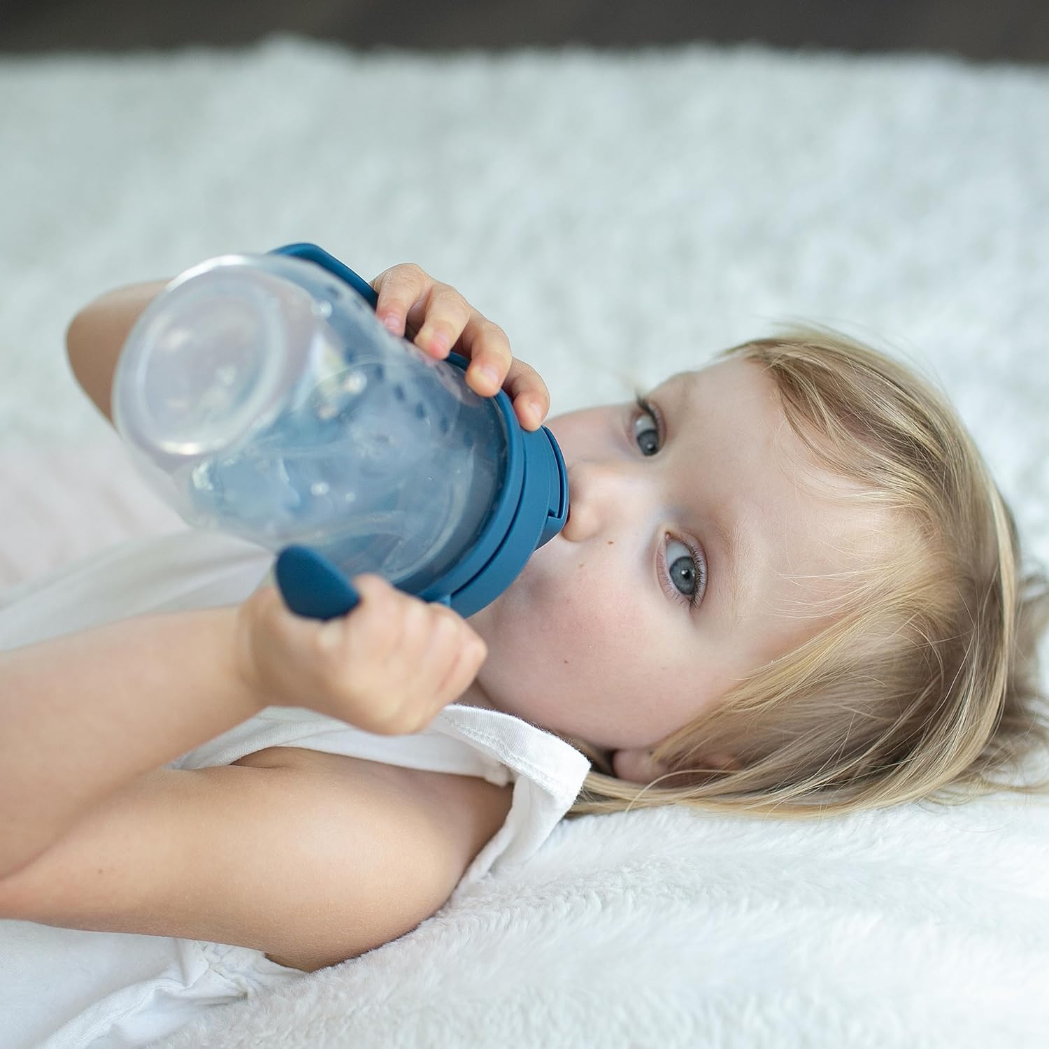 Dr. Brown’s Milestones Baby’s First Straw Cup, Training Cup with Weighted Straw, Dark Blue, 6m+ : Sports & Outdoors