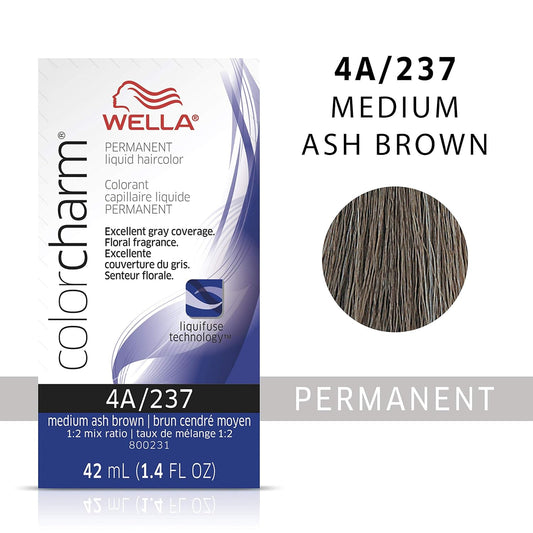 Wella Professionals Invigo Brilliance Color Protection Shampoo & Conditioner, For Fine Hair + Wella Colorcharm Permanent Liquid Hair Color For Gray Coverage, 4A Med Ash Brown