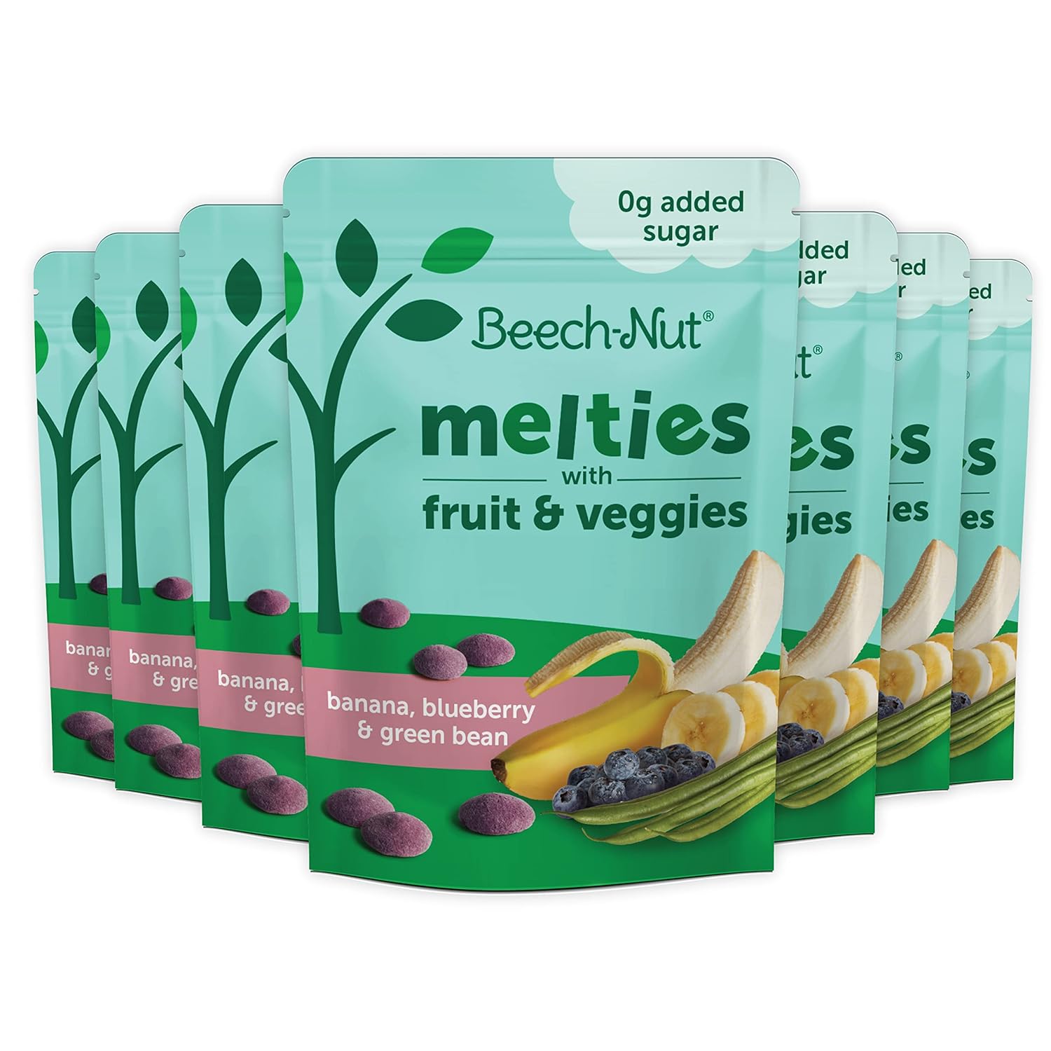 Beech-Nut Melties Baby & Toddler Snack Melts, Banana Blueberry Green Bean, 1 Oz (7 Pack)