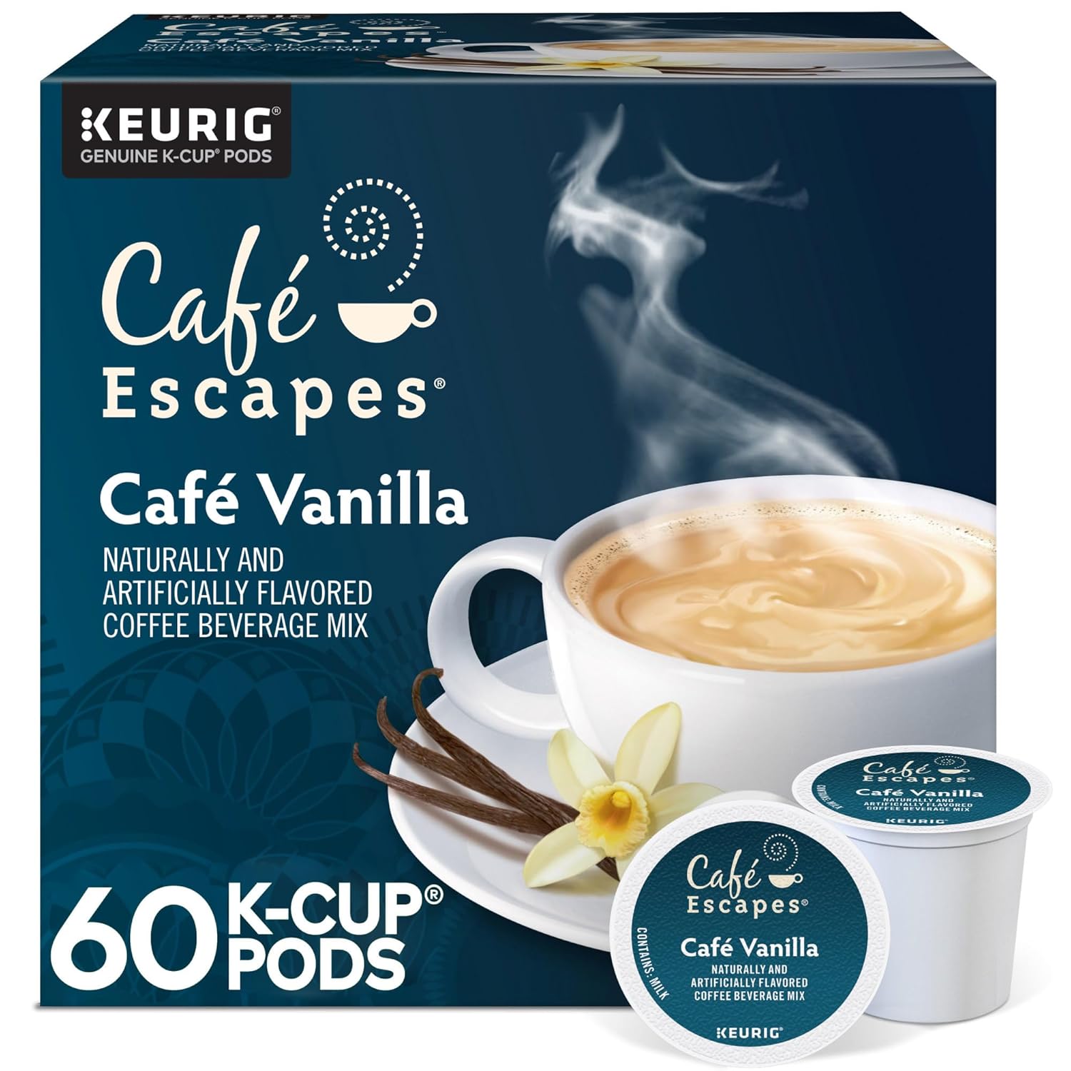 Cafe Escapes Cafe Vanilla Keurig Single-Serve K-Cup Pods, 60 Count (6 Packs Of 10)