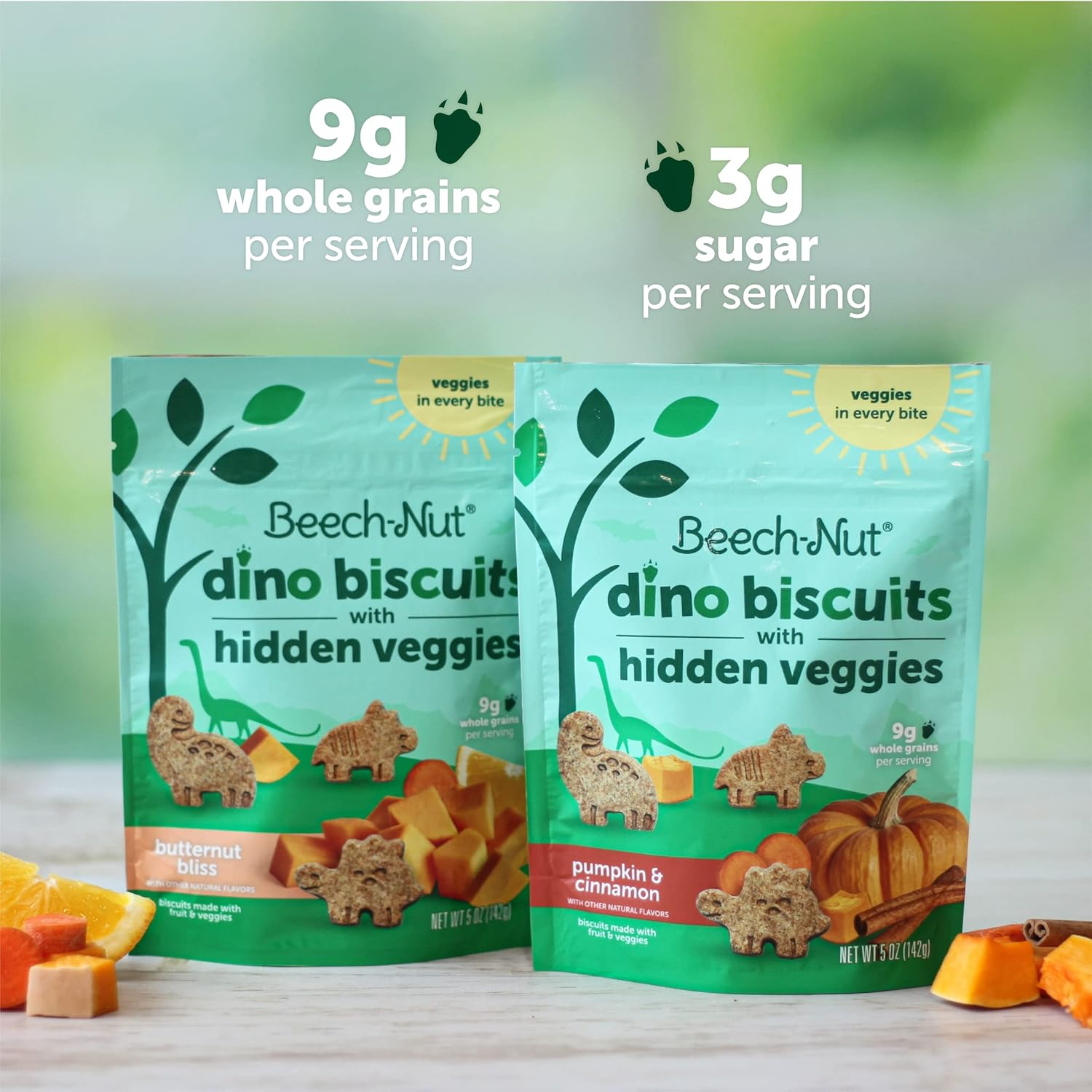 Beech-Nut Toddler Snacks, Dino Biscuits with Hidden Veggies, Butternut Bliss, Non-GMO Baked Snack for Kids, 5 oz Bag (7 Pack) : Everything Else