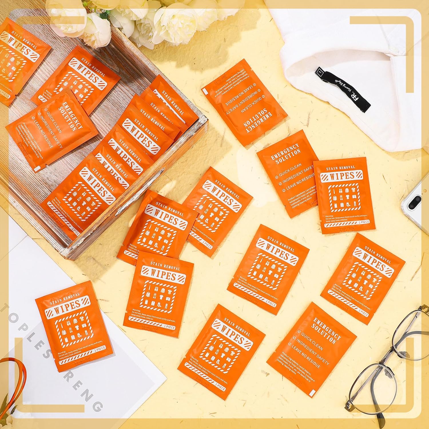 Timgle 200 Pcs Stain Remover Wipes Individual Wrapped Wipes Stain Remover Mini Stain Remover Wipes for Clothes Fabric Laundry Stain Carpet Baby Messy Eater Car Seat Upholster (Orange) : Health & Household