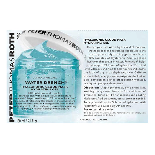 Peter Thomas Roth | Water Drench Hyaluronic Cloud Mask Hydrating Gel | Moisturizing Face Mask With Hyaluronic Acid, Up To 72 Hours Of Hydration