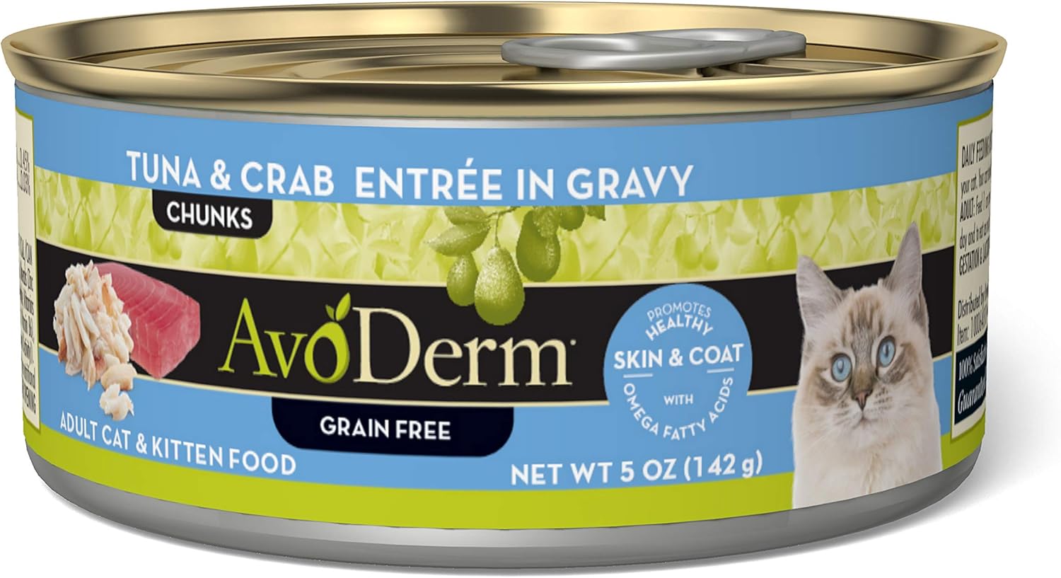 Avoderm Natural Grain Free Wet Cat Food, Tuna & Crab In Gravy, 5 Oz Can (Pack Of 24)