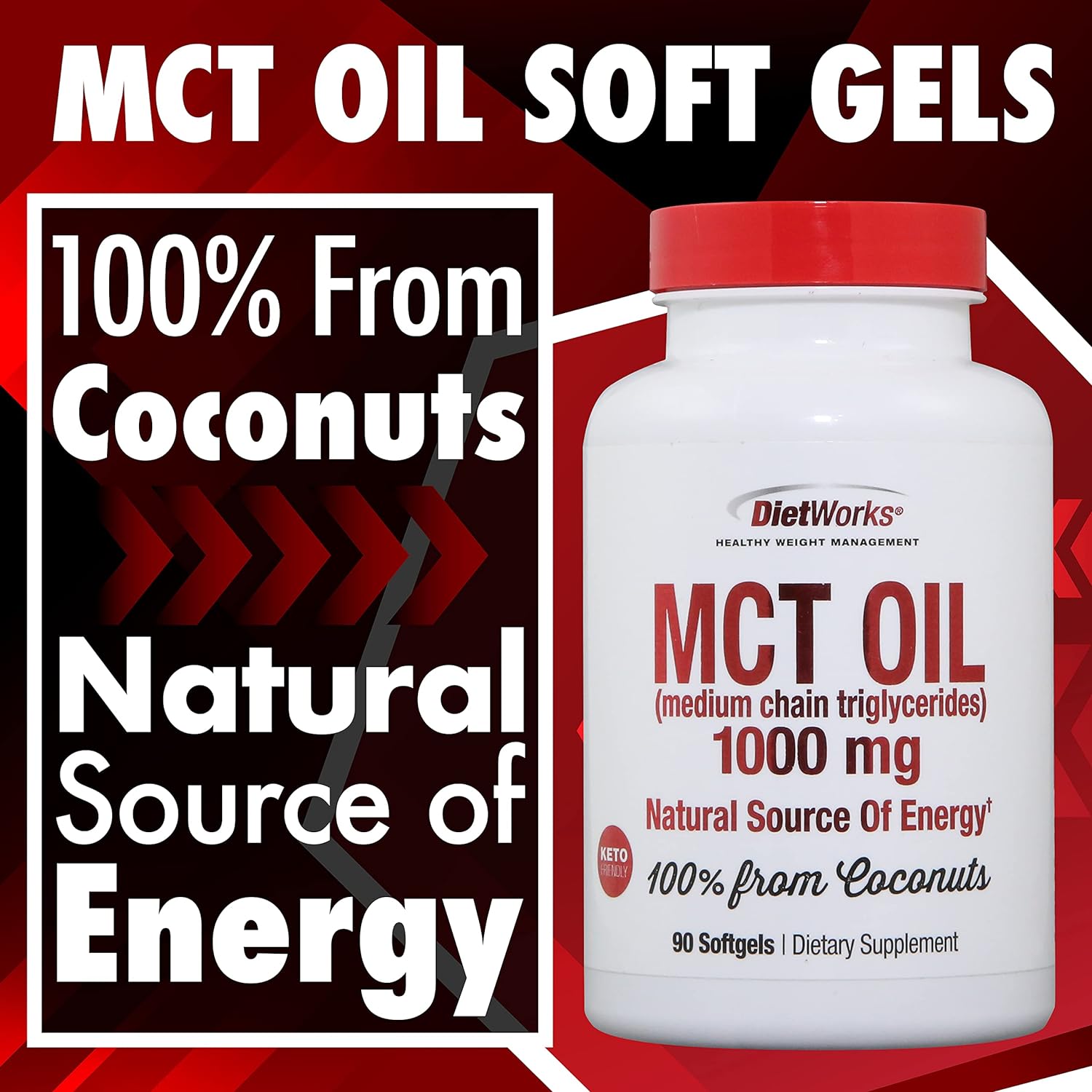 DietWorks Mct Oil Softgels, Supports Fat Burning, Boost Metabolism, Natural Source of Energy, Promotes Weight Loss, Keto and Paleo Friendly, 90 Count : Health & Household