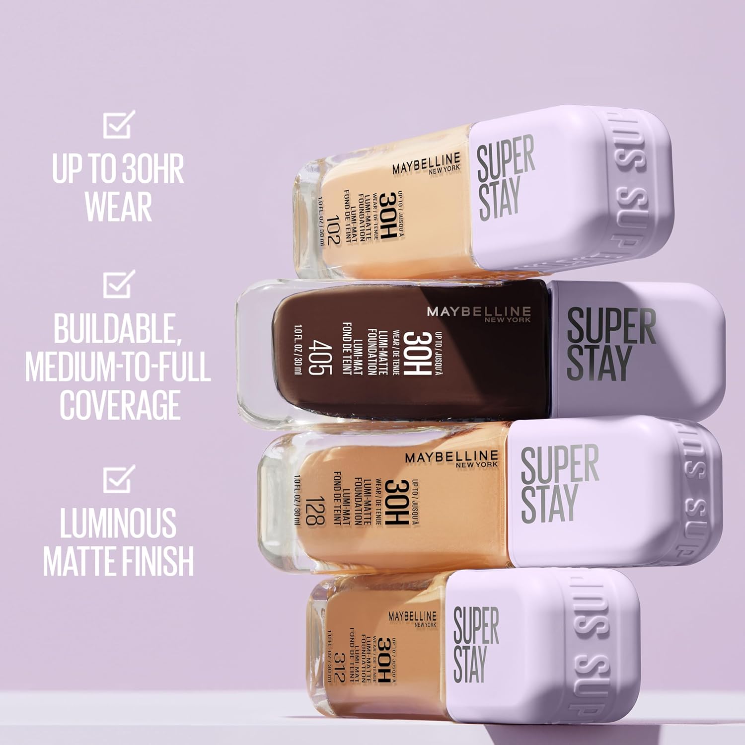 Maybelline Super Stay Lumi-Matte Foundation, Lightweight And Buildable Full Coverage Foundation Makeup For Up To 30Hr Wear, 368, 1 Count : Beauty & Personal Care