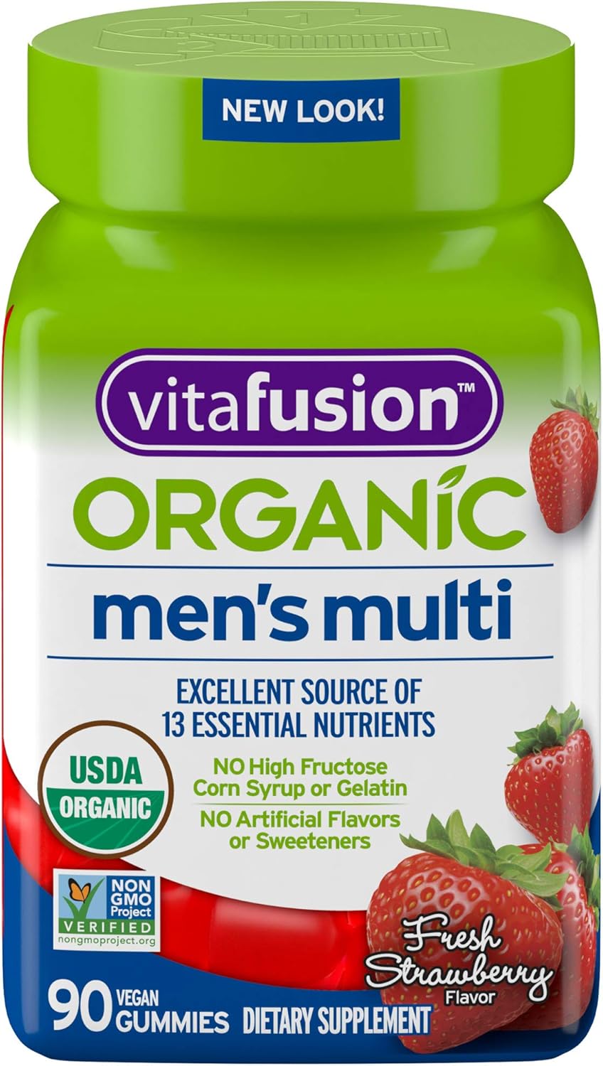 Vitafusion Organic Men?s Gummy Multivitamin, 90 Count - Non-GMO, Gluten-Free, No Gelatin, No HFCS