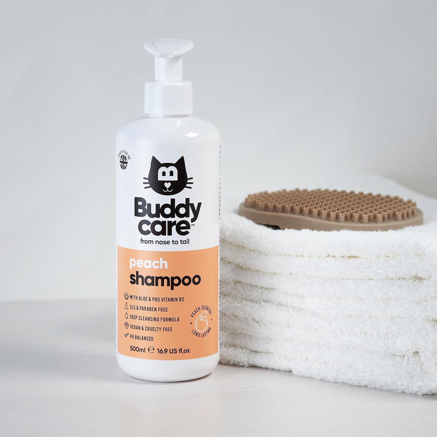 Buddycare Peach Cat Shampoo - 500ml - Deep Cleansing Shampoo for Cats - Fruity Scented - With Aloe Vera and B5 :Pet Supplies