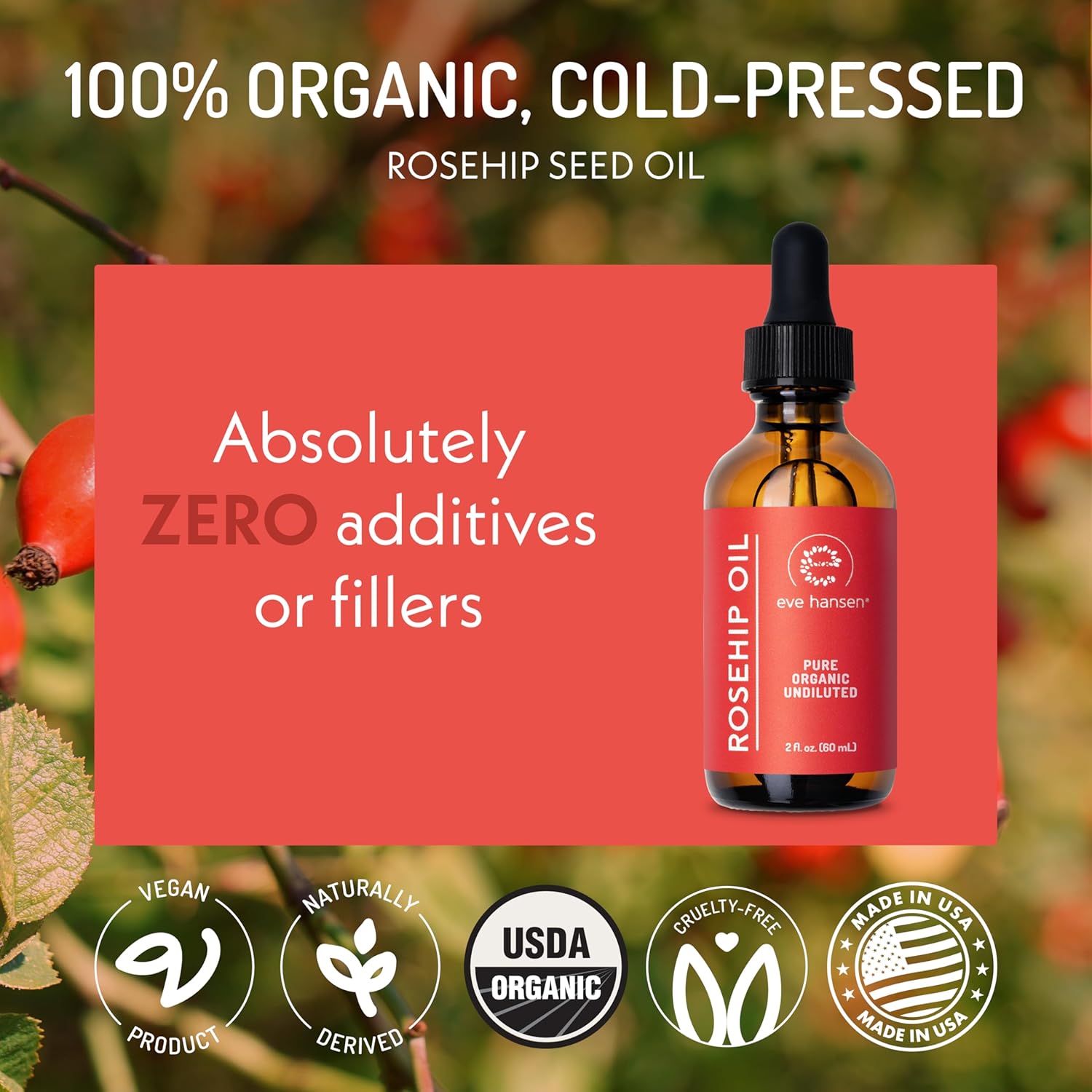Eve Hansen 100% Pure Rosehip Oil, Castor Oil, And Argan Oil – Hydrate, Strengthen, And Revitalize Skin & Hair – For All Skin And Hair Types