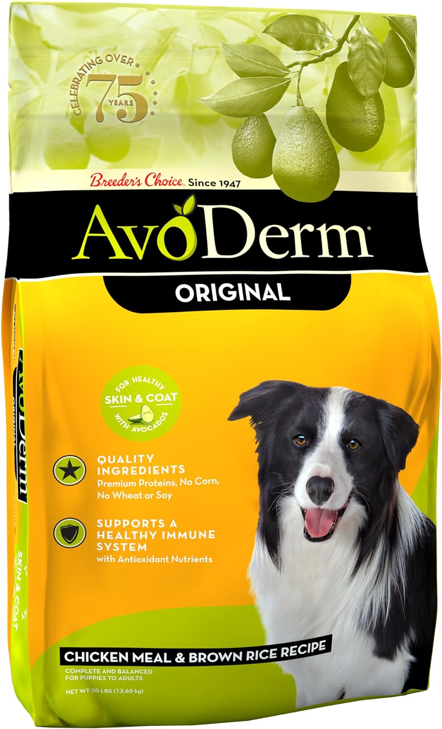 AvoDerm Natural Dry Dog Food, For Skin & Coat, Chicken & Rice Formula, 30 pounds