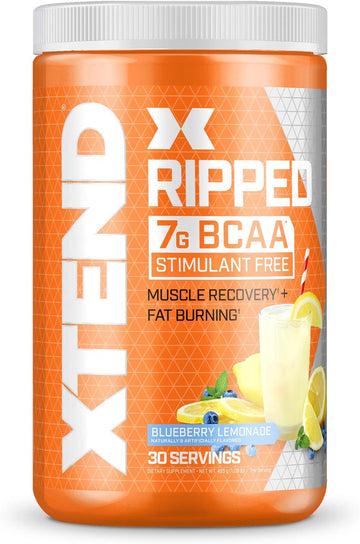 Xtend Ripped Bcaa Powder Blueberry Lemonade - Cutting Formula + Sugar Free Post Workout Muscle Recovery Drink With Amino Acids - 7G Bcaas For Men & Women - 30 Servings