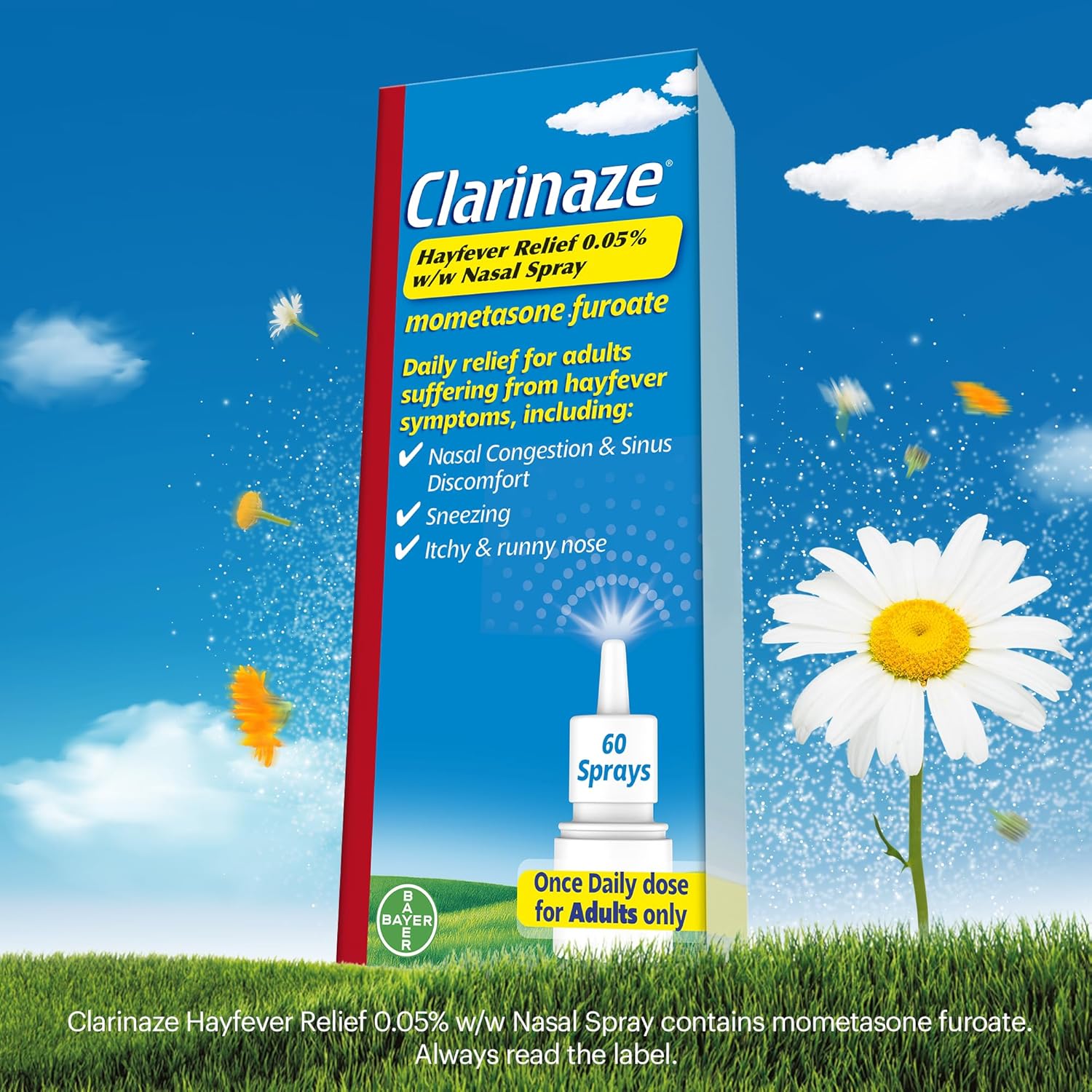 Clarinaze Hayfever Relief Nasal Spray, Prescription Strength, Effective Relief from Allergy Symptoms, mometasone furoate 0.05%, 60 Sprays. : Amazon.co.uk: Health & Personal Care