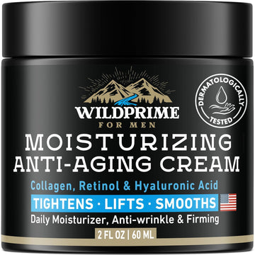 Men'S Face Moisturizer Cream - Anti Aging & Wrinkle - Made In Usa - Collagen, Hyaluronic Acid, Vitamins E & A, Avocado Oil - After Shave Lotion - Age Facial Skin Care, Day & Night Moisturizing, 4 Oz