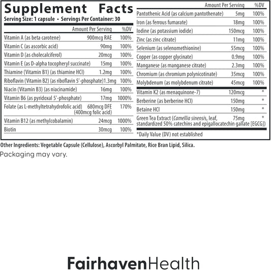 Fairhaven Health Menopause Relief Multivitamin Essentials | Hormone Free Menopause Supplements For Women | Methylated Multivitamin For Women 50 And Over | Hot Flash Relief* | Non-Gmo | 30 Capsules