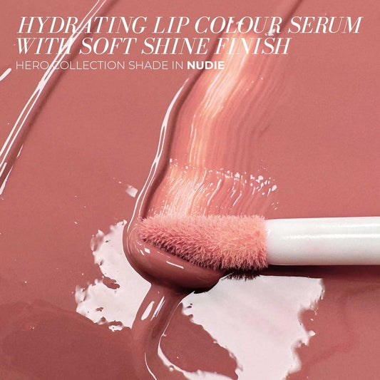 Fitglow Beauty Lip Colour Serum | Hydrating Lip Gloss | Plumping Anti-Aging Lip Treatment | Natural Shine With Pomegranate Sterols & Collagen | Buildable Color For Dry Chapped Lips | Halo - 10G