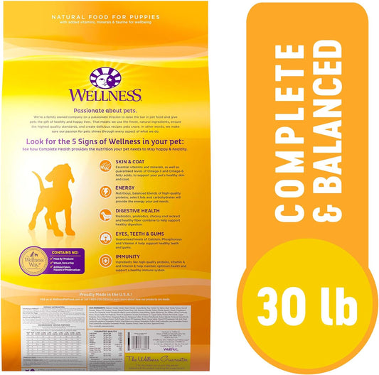 Wellness Complete Health Dry Puppy Food, Chicken, Salmon & Oatmeal, 30-Pound Bag