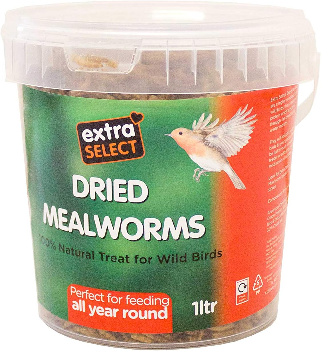 Extra Select Dried Mealworms Wild Bird Feed Treat, 1 Litre?08MW