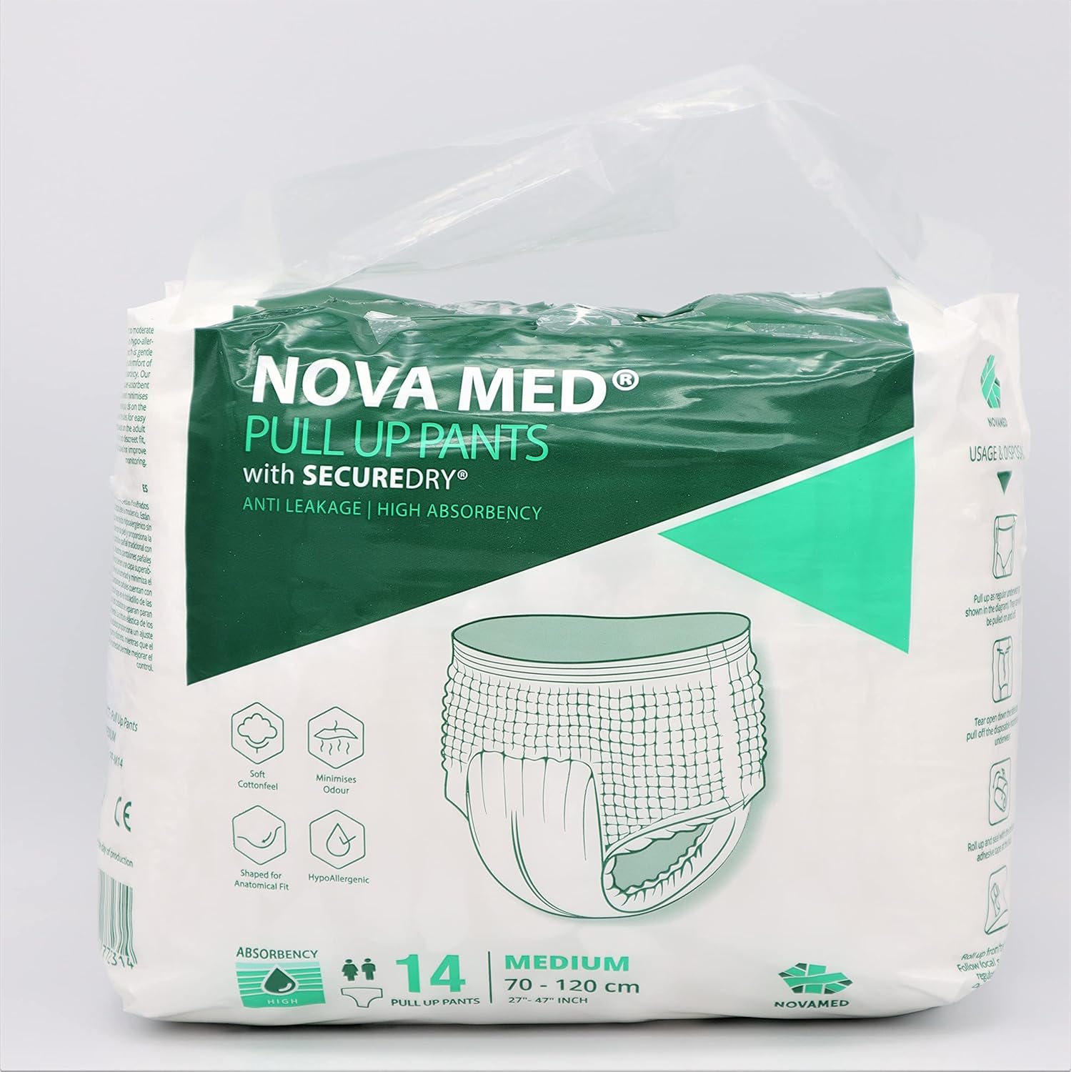 Nova Med Incontinence Pants Women & Men, Adult Pull Up Pants, Adult Nappies - 14 Pants Per Pack (Medium) - 1700Ml Absorbency - A British Brand