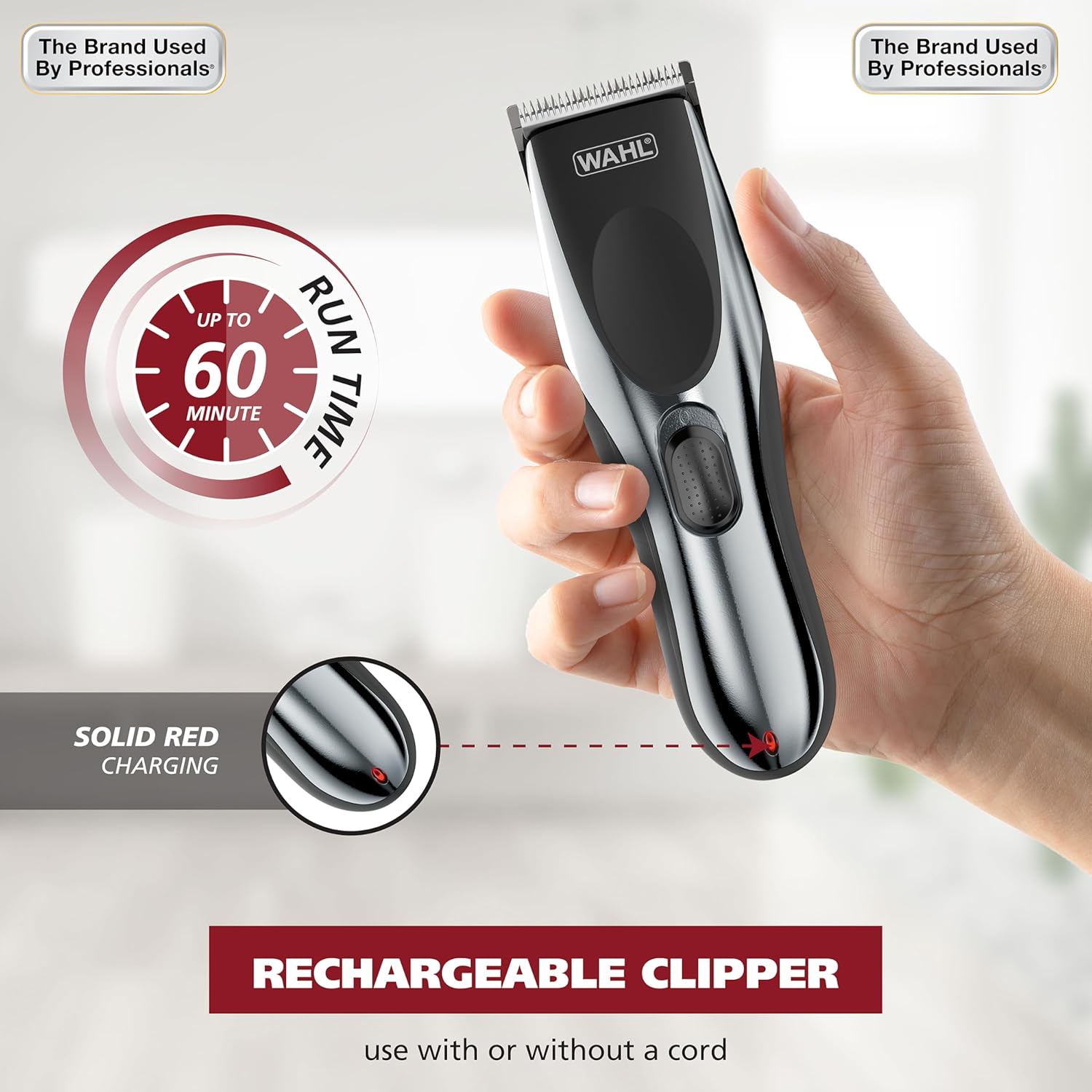 Wahl Clipper Cordless Chrome Pro Hair Clippers for Men and Battery Hair Trimmer Combo for Full Haircuts and Touch-Up Trims – Model 3026590 : Beauty & Personal Care