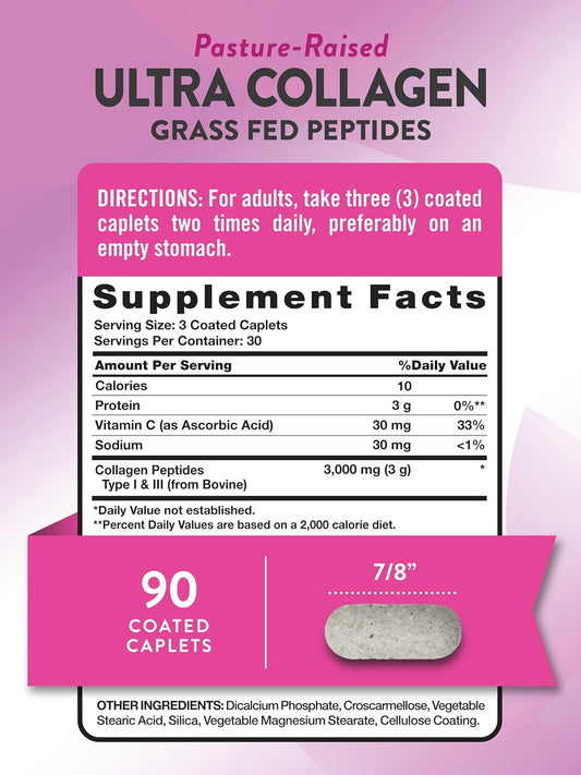 Nature'S Truth Collagen Peptides | 90 Caplets | Type 1 And 3 With Vitamin C | Grass Fed, Non-Gmo And Gluten Free Pill Supplement