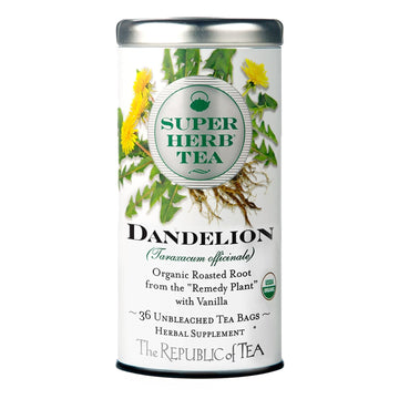 The Republic Of Tea Organic Dandelion Superherb Herbal Tea, Tin Of 36 Tea Bags