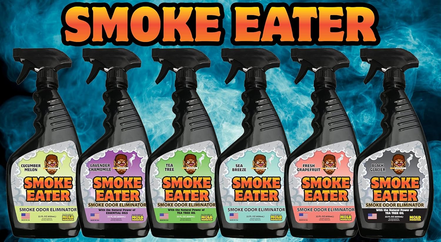 Smoke Eater - Breaks Down Smoke Odor at The Molecular Level - Eliminates Cigarette, Cigar or Pot Smoke On Clothes, in Cars, Boats, Homes, and Office - 22 oz Travel Spray Bottle (Lavender) : Health & Household