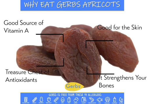 GERBS Dried Apricots 2 LBS. | Freshly Dehydrated Packed in Resealable Bulk Bag | Top Food Allergy Free | Sulfur Dioxide Free |Great with yogurt, cottage cheese, oatmeal | Gluten Peanut & Tree Nut Free
