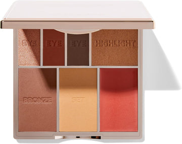 Bare Basics Face & Eye Palette From Sculpted By Aimee (Rose) - Travel-Friendly, Nude Look Eyeshadow, Highlight, Bronzer, Blush & Setting Powder