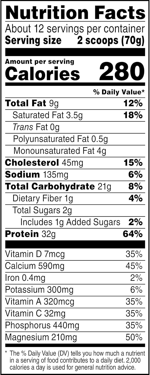 Muscle Milk Genuine Protein Powder, Vanilla Crème, 1.93 Pounds, 12 Servings, 32g Protein, 2g Sugar, Calcium, Vitamins A, C & D, NSF Certified for Sport, Energizing Snack, Packaging May Vary : Health & Household