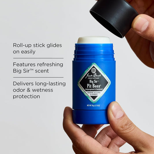 Jack Black Big Sir Pit Boss Men’S Deodorant, 2.75 Oz. – Men’S Stick Deodorant, Antiperspirant For Men, Maximum Odor & Sweat Control, Long-Lasting Protection