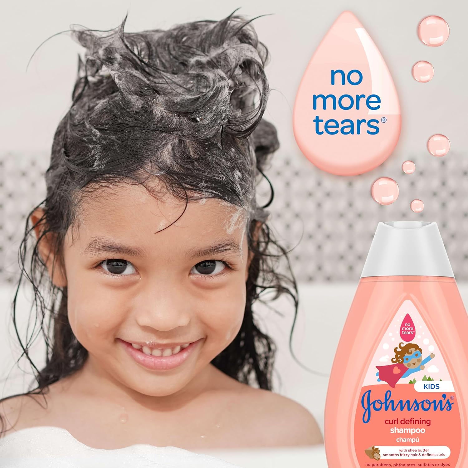 Johnson'S Kids Curl Defining Leave-In Conditioner + Shea Butter, Tear-Free, Paraben-, Sulfate- & Dye-Free, Hypoallergenic & Gentle For Toddlers' Haircare, Bath Essentials, 6.8 Fl. Oz : Baby