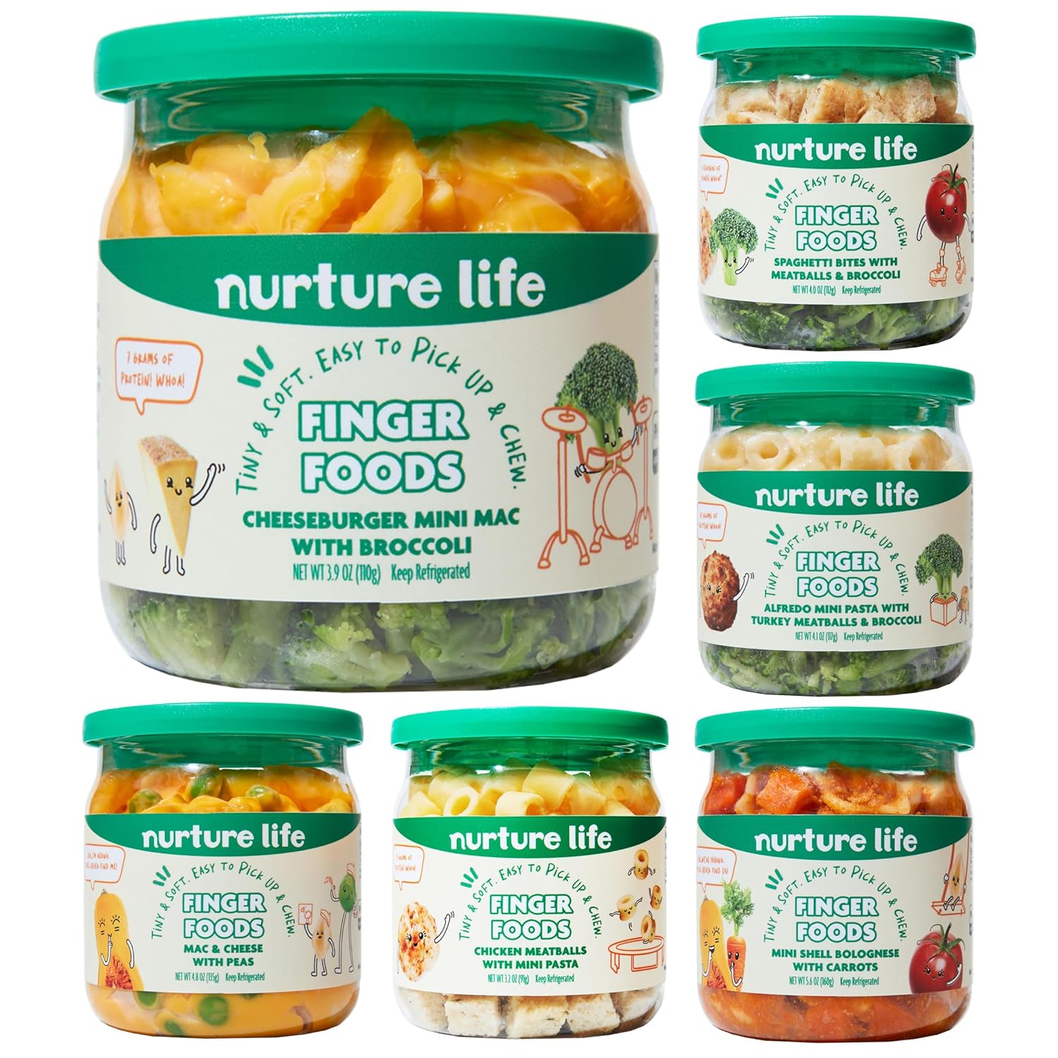 Nurture Life Finger Foods, Healthy Stage 3 Baby Foods, Pasta Favorites Including Mac & Cheese With Peas, Organic Focus, Toddler Meals, Baby Food Ready To Eat Kids Snack & Toddler Snack, 6 Variety Pack