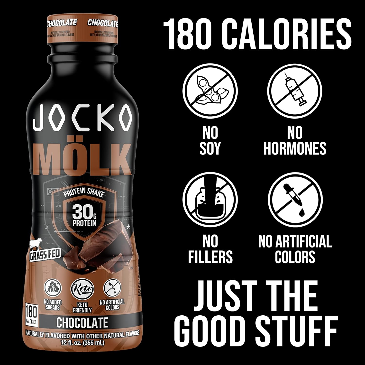 Jocko Mölk RTD Protein Shakes Bundle - Chocolate & Banana Cream (24 Pack Total) : Health & Household