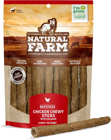 Natural Farm Quick Chicken Dog Treats, Chewy Sticks (16-Pack), Low Calorie, Delicious Crunchy Dog Treats With Collagen, High Protein- Chicken Treats For Dogs, Great For Small, Pups & Medium Dogs