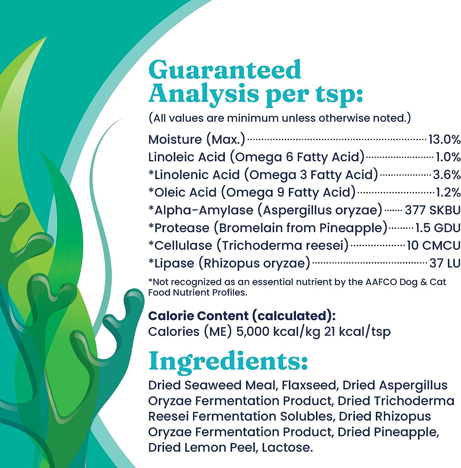Solid Gold SeaMeal Cat & Dog Food Topper - Kelp Powder Dog & Cat Multivitamin - Omega 3 & Digestive Enzymes for Skin & Coat, Gut + Immune Support - 5 oz : Pet Supplies