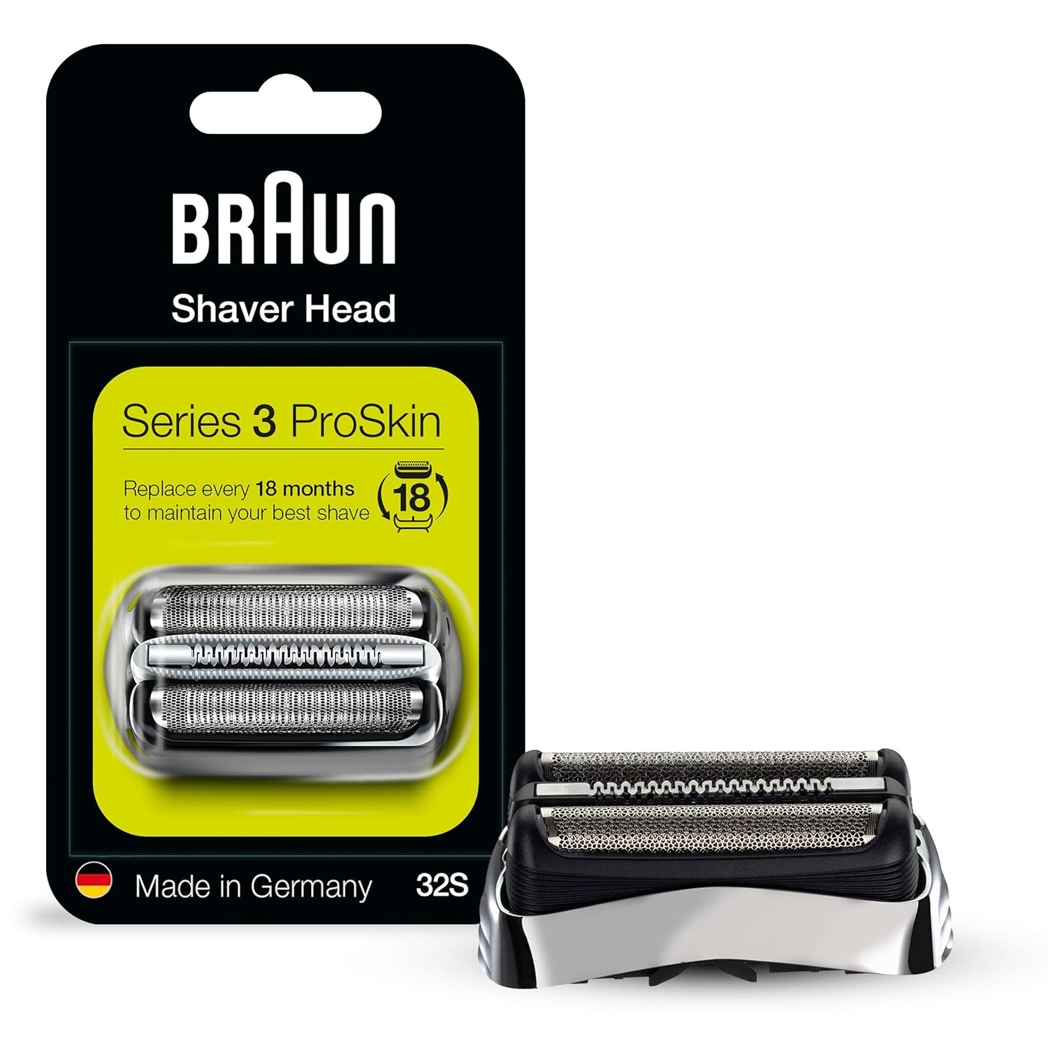 Braun Series 3 Pro Skin Electric Shaver Replacement Head 32S - Compatible With Electric Razors 3000S, 3010S, 3040S, 3050Cc, 3070Cc, 3080S, 3090Cc