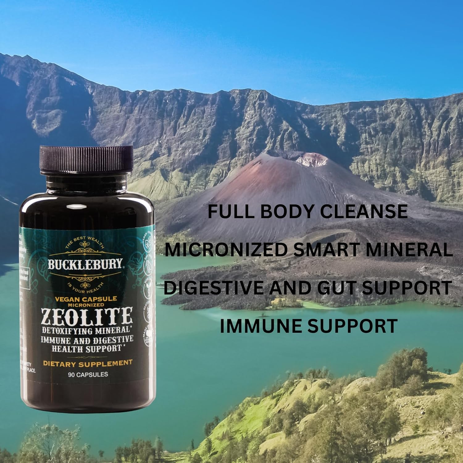 BUCKLEBURY Zeolite Micronized Smart Mineral Capsules - Supports Detox, Immune & Digestive Tract Health - 90 Vegan Capsules : Health & Household