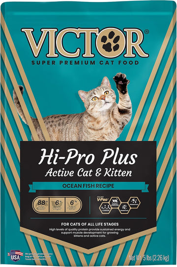 Victor Super Premium Cat Food – Hi-Pro Plus Active Cat And Kitten – Dry Cat Food For Active Cats – All Breeds And All Life Stages From Kitten To Adult, 5Lb