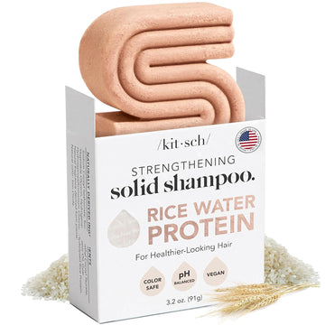 Kitsch Rice Water Shampoo Bar - Dry Hair Shampoo & Soap Bar For Hair Care - Women And Mens Shampoo - Strengthens Damaged Hair - Vegan, Paraben-Free, Sulfate-Free – All Hair Types, Made In Usa - 3.2Oz
