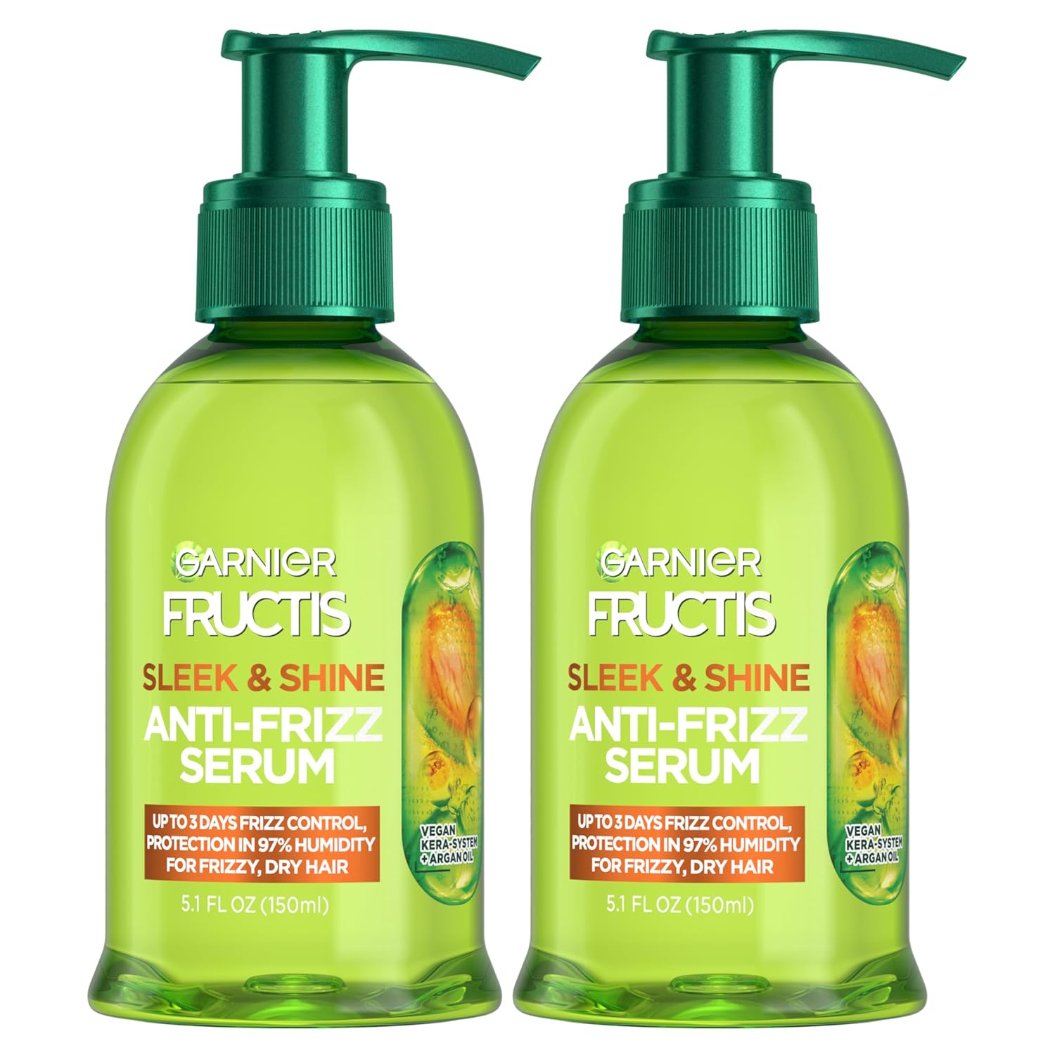 Garnier Fructis Sleek And Shine Anti-Frizz Serum For Frizzy, Dry, Unmanageable Hair, 5.1 Ounce (3 Count)