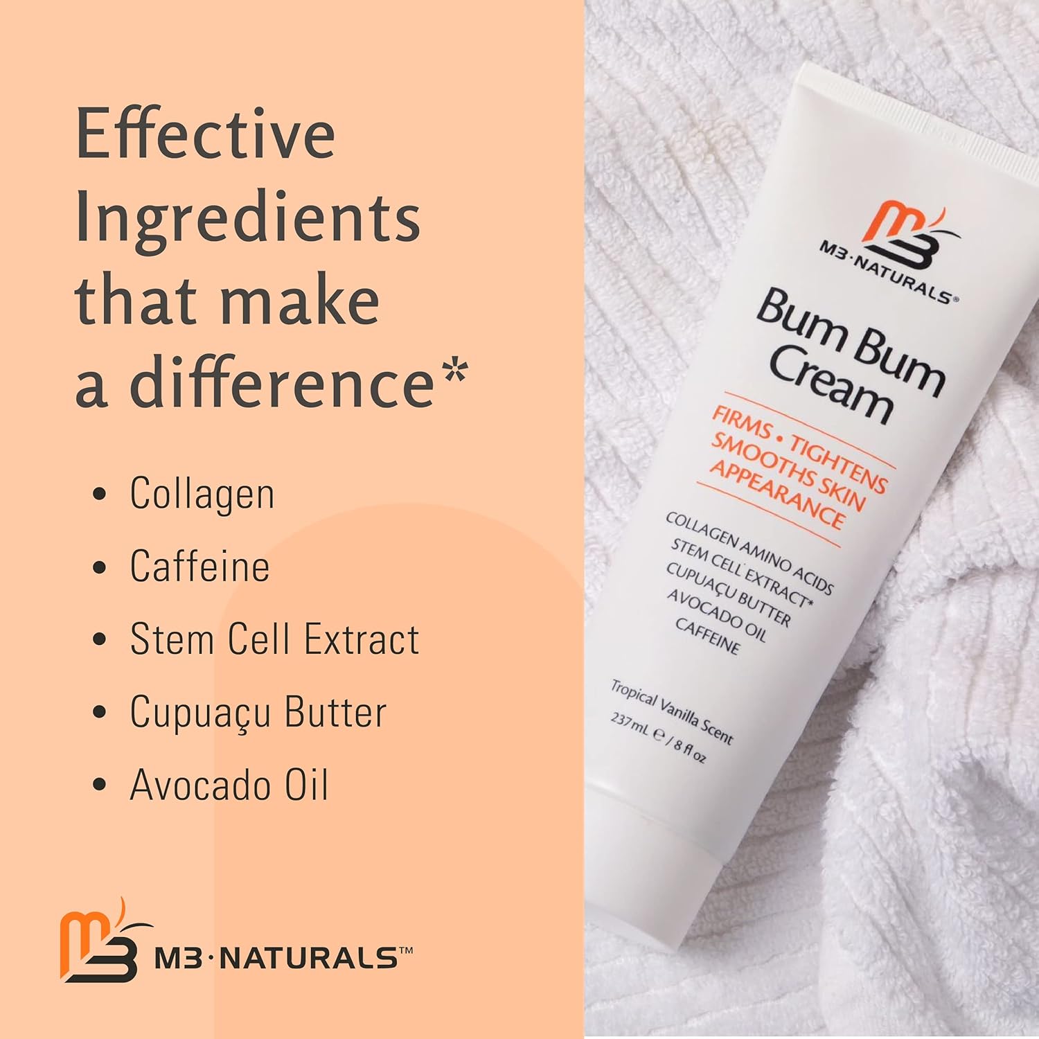 Bum Bum Cream with Lemon Vanilla Scent 2-in-1 Skin Care Cellulite Cream and Massage Lotion - Non-Greasy Skin Tightening Cream for Firm Butt, Belly & Thighs with Cupuaçu Collagen and Caffeine - 8 Fl Oz : Beauty & Personal Care