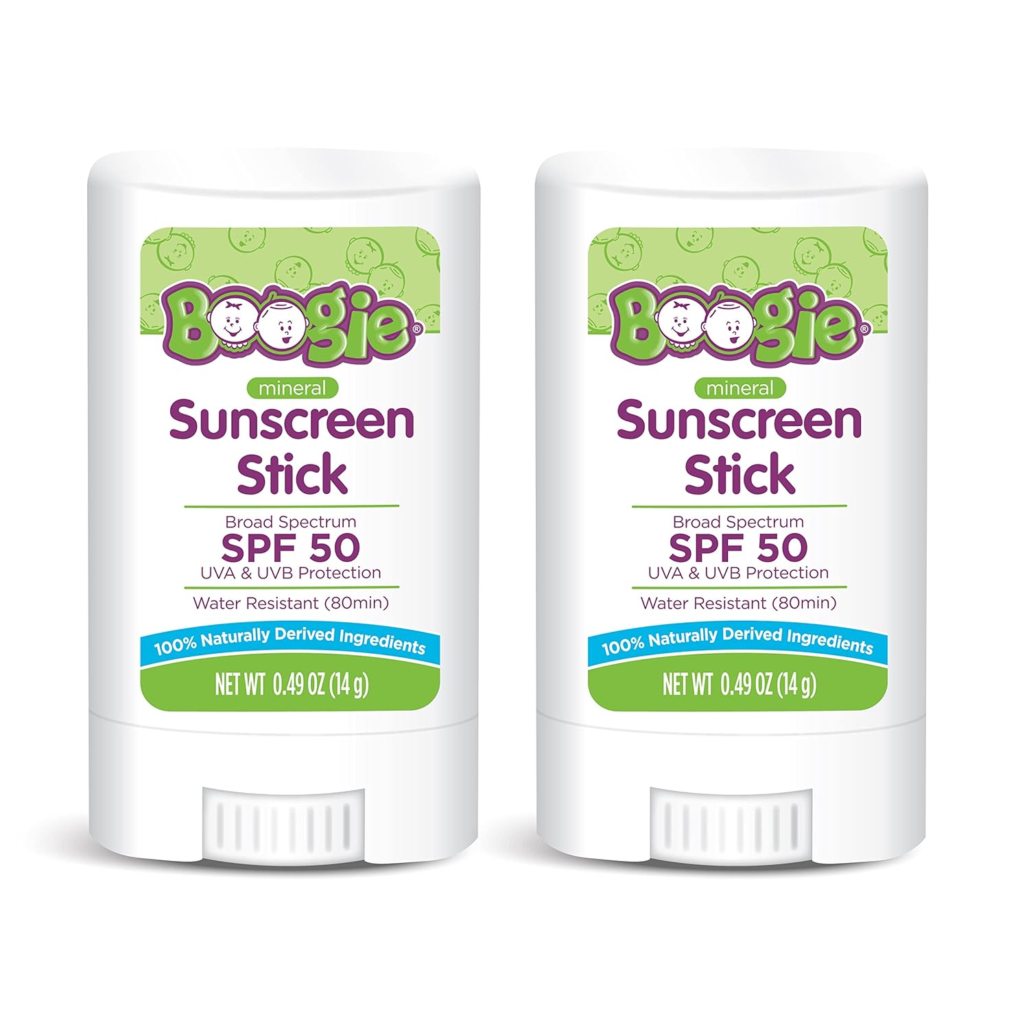 Baby Sunscreen Stick By Boogie Block, Mineral Sunscreen Spf 50, Travel Size Sunblock For Kids, Zinc Oxide, Water Resistant, Vegan, Fragrance Free Pack Of 2